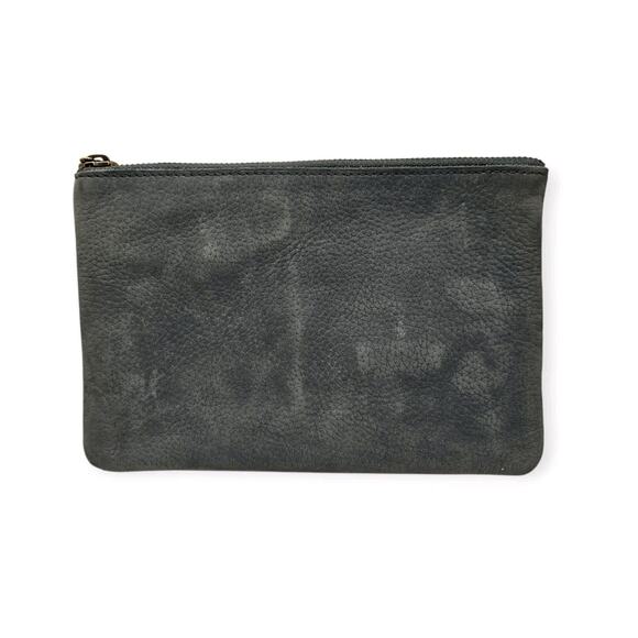 Madewell Slate Blue/Gray Suede Leather Zip Close Clutch Bag Purse - Picture 1 of 11